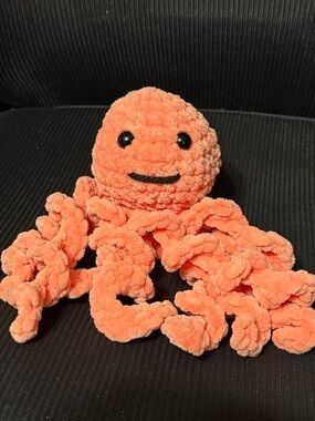 Hand Crafted Orange Plush Octopus Stuffed Animal